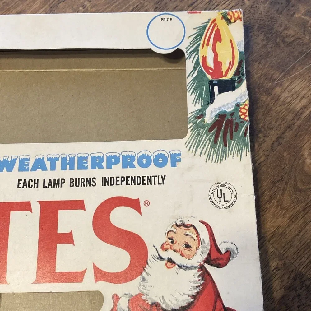 Vintage Noma Lites BOX ONLY Large 20”x11” Westinghouse Lamps Colorful Santa